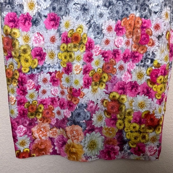 Talbots Gray & Pink Floral Ombré Cap Sleeved Knee Length Sheath Dress 10 - Picture 6 of 12